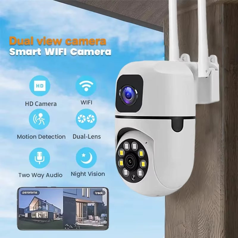 6MP Dual Lens Wifi Camera 2.4Ghz Wifi Security Camera Protection Full Color Night Vision PTZ Video Wifi Surveillance Camera Home