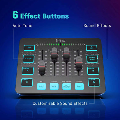 Gaming Audio Mixer,Streaming 4-Channel RGB Mixer with XLR Microphone Interface,For Game Voice,Podcast,Ampligame SC3