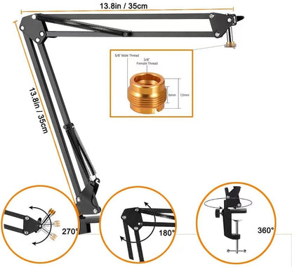 Hyperx Quadcast Boom Arm Heavy Duty Adjustable Gaming Microphone Mic Stand