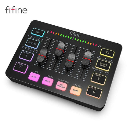 Gaming Audio Mixer,Streaming 4-Channel RGB Mixer with XLR Microphone Interface,For Game Voice,Podcast,Ampligame SC3