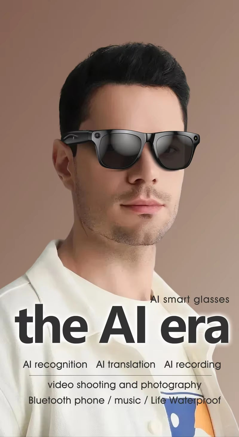 1080P HD Smart Glasses Color-Changing Lens 800W Pixel Bluetooth AI GPT Camera Call Voice Assistant Translate Identify Objects