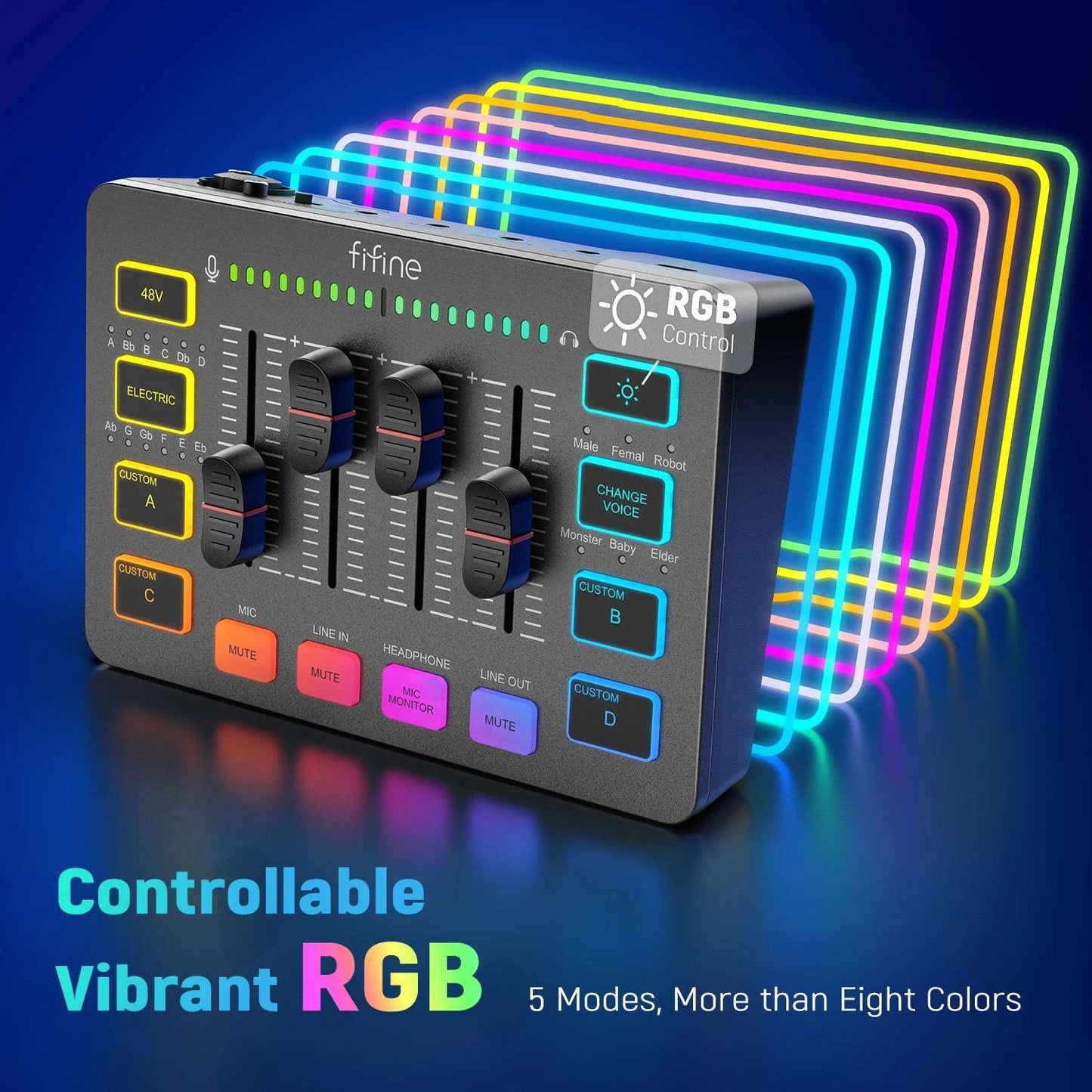 Gaming Audio Mixer,Streaming 4-Channel RGB Mixer with XLR Microphone Interface,For Game Voice,Podcast,Ampligame SC3