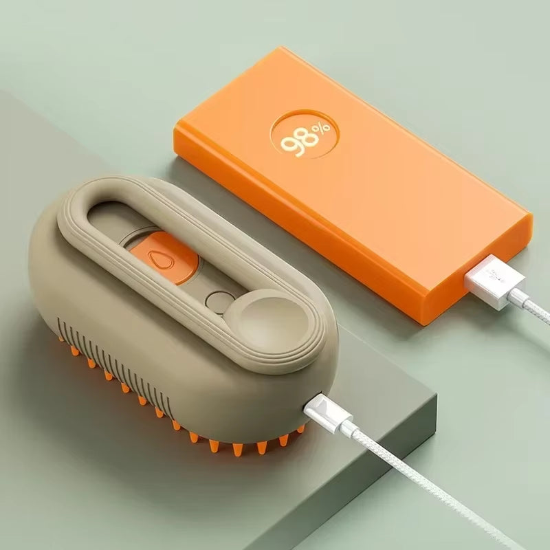 Massage Brush with Cat and Dog Spray, Steam Brush 3 in 1 with Button, Folding, Rotating, Floating, Used for Hair Removal