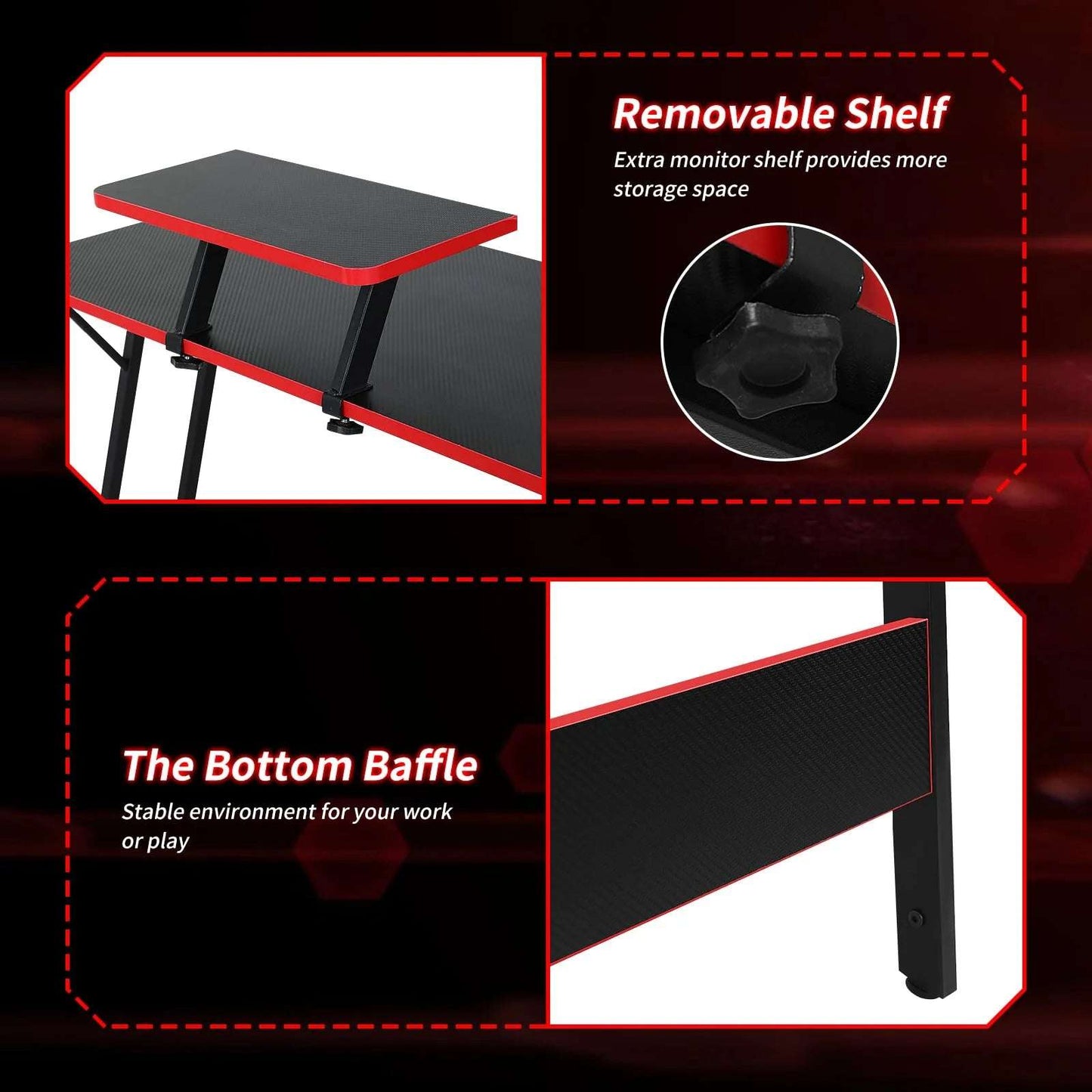 L-Shaped Gaming Desk 50 Inches Corner Computer Desk, Home Office Desk with Large Desktop Gaming Table for Adults&Kids,Black