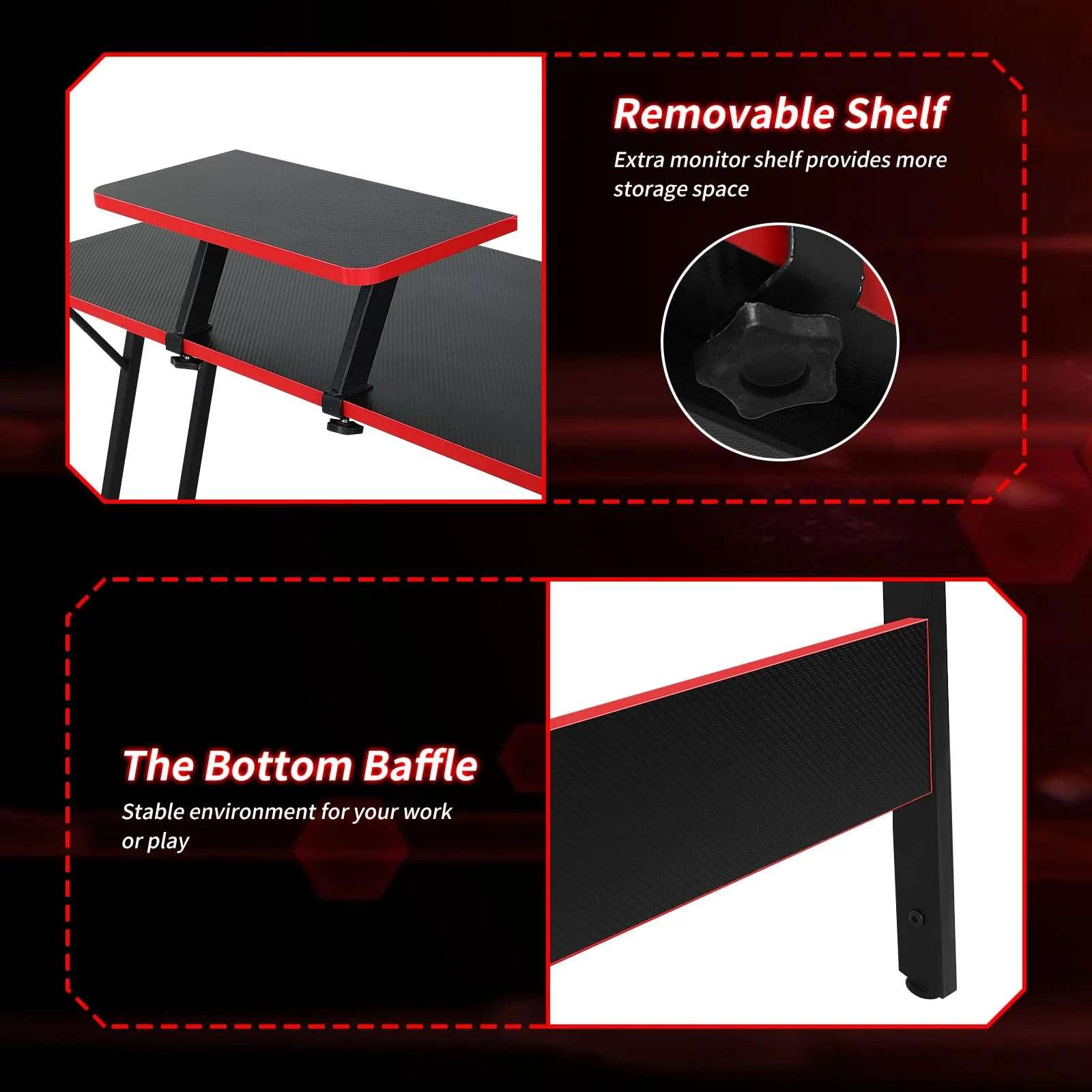 L-Shaped Gaming Desk 50 Inches Corner Computer Desk, Home Office Desk with Large Desktop Gaming Table for Adults&Kids,Black