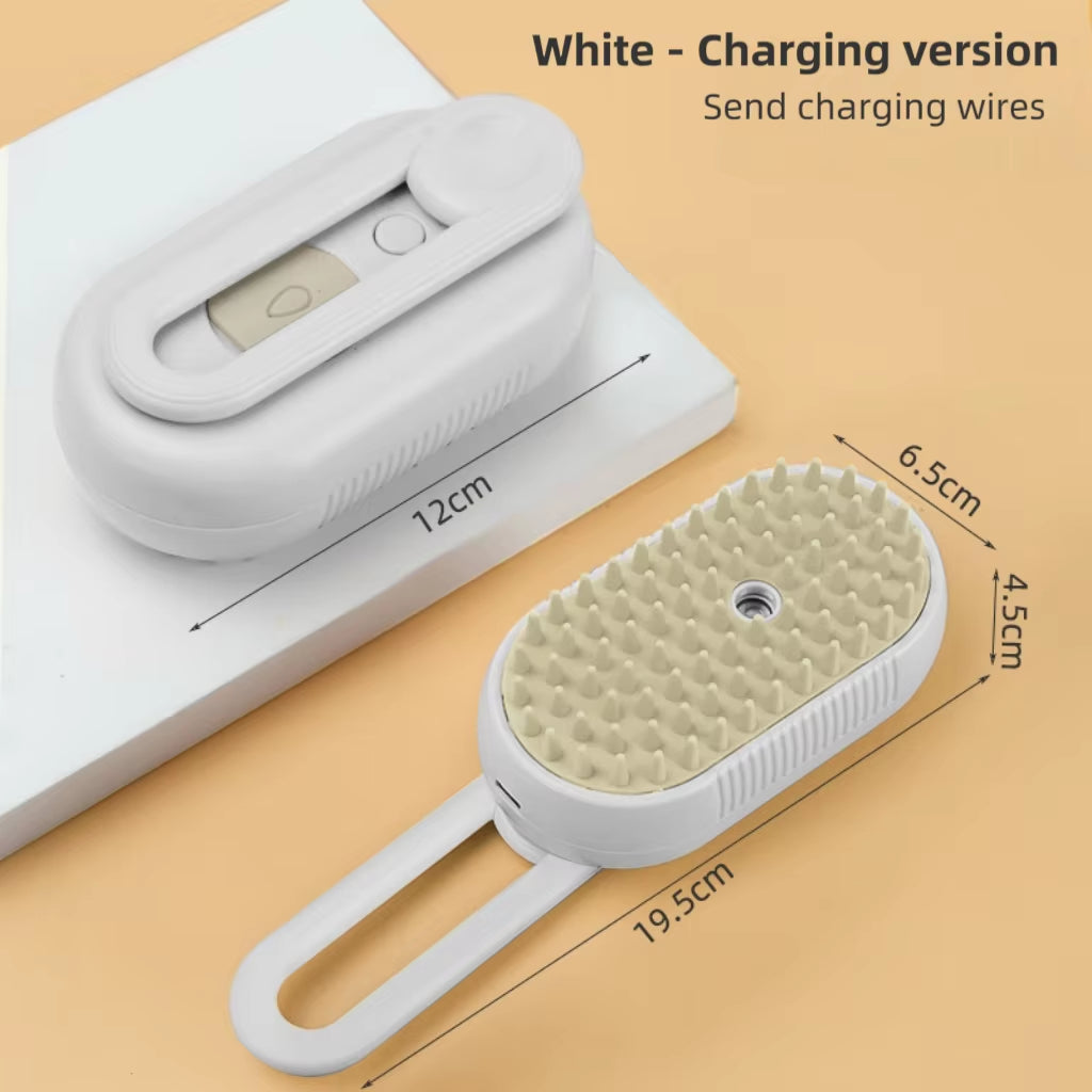 Massage Brush with Cat and Dog Spray, Steam Brush 3 in 1 with Button, Folding, Rotating, Floating, Used for Hair Removal
