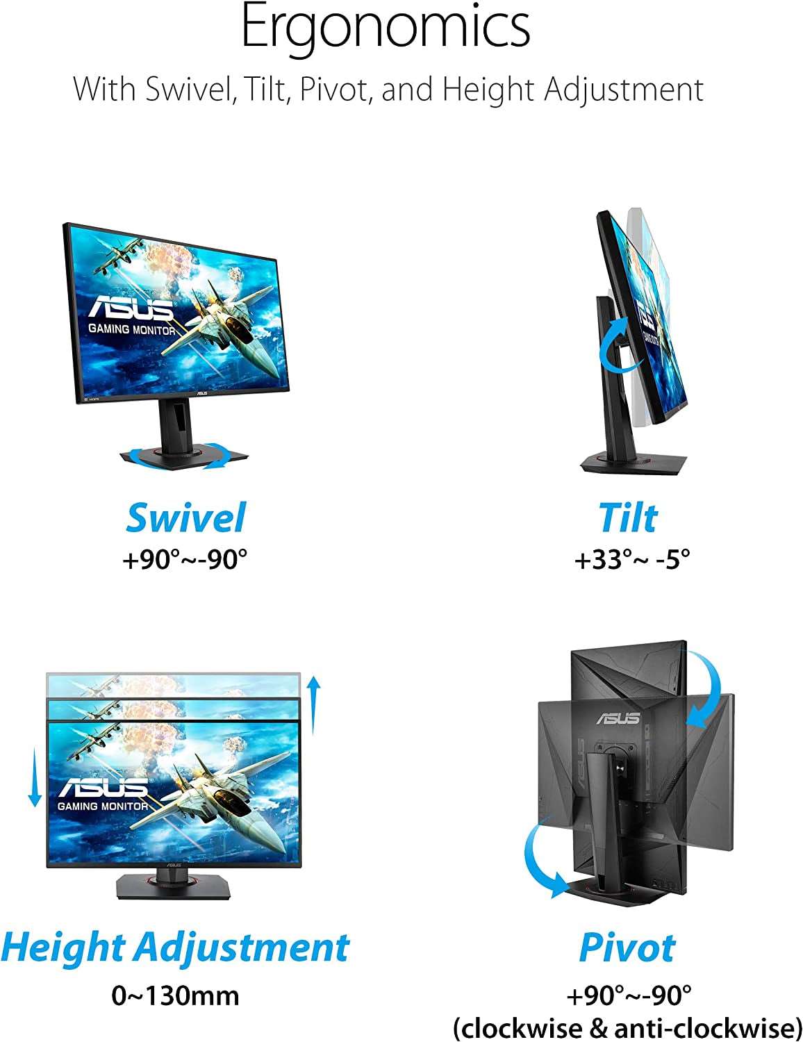 VG278QR 27” Gaming Monitor 165Hz Full HD (1920 X 1080) 0.5Ms G-SYNC Eye Care Displayport HDMI DVI, Black