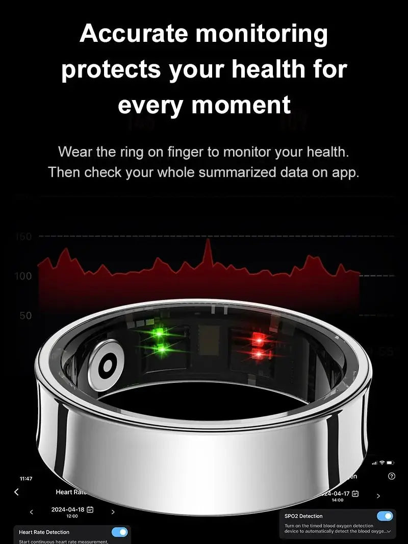 New Smart Ring R09 Health Monitor Multi Sport Mode Skin Temperature Measurement 5ATM Waterproof Smart Ring with Charging Case
