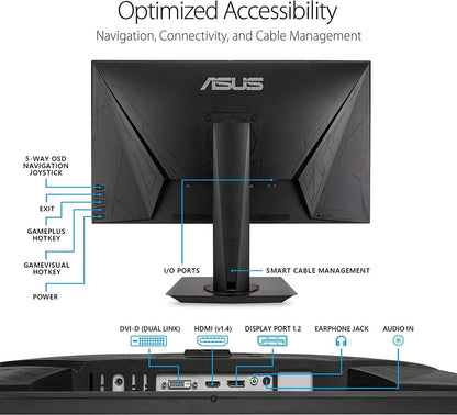 VG278QR 27” Gaming Monitor 165Hz Full HD (1920 X 1080) 0.5Ms G-SYNC Eye Care Displayport HDMI DVI, Black