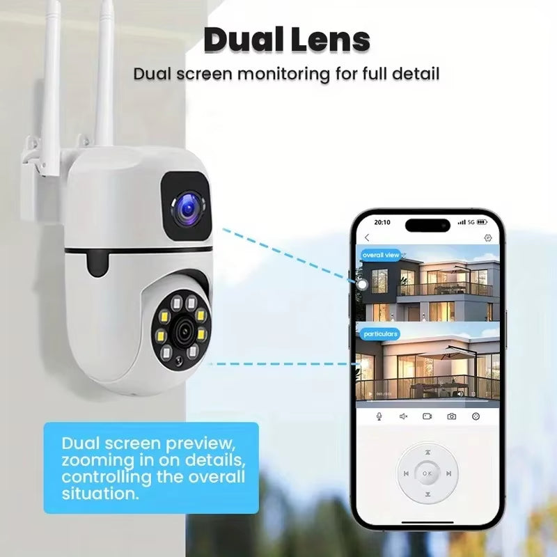 6MP Dual Lens Wifi Camera 2.4Ghz Wifi Security Camera Protection Full Color Night Vision PTZ Video Wifi Surveillance Camera Home