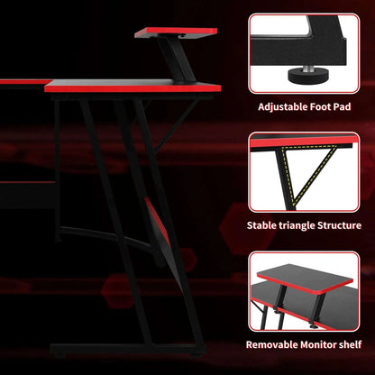 L-Shaped Gaming Desk 50 Inches Corner Computer Desk, Home Office Desk with Large Desktop Gaming Table for Adults&Kids,Black